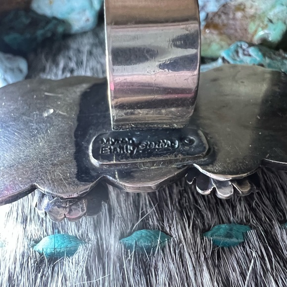 Faceted Peruvian pink opal sterling silver ring Navajo - Picture 5 of 6